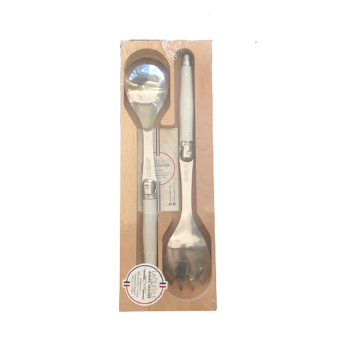 Laguiole Salad Servers - Chalk White