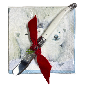 Polar Bear Cocktail Napkins w/ White Pate Knife