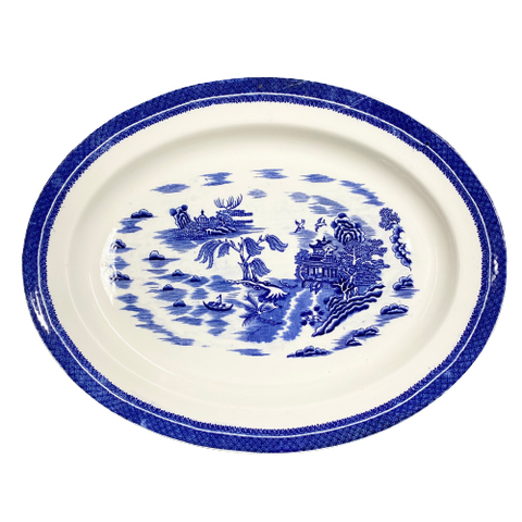 Vintage Blue & White Willow Platter