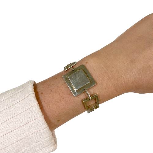 Vintage Sterling Silver Square Bracelet