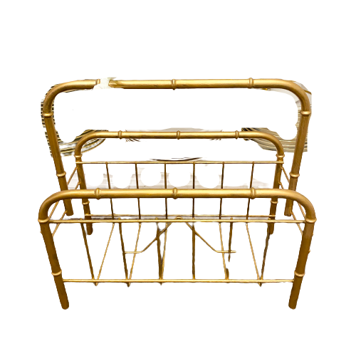 Vintage Goldleaf Bamboo Style Magazine Rack