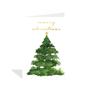 Watercolour Evergreen Christmas Card